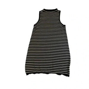 Cupcakes & Cashmere Black Sleeveless Sweater Dress Striped Mock Neck Size Large